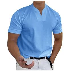 Herren T-Shirts Gentlemans Business Short Sleeve Fitness T Shirt Herren-Blusen für die Arbeit, professionell, Männer, lässig, solide, kurzärmlig, mit V-Ausschnitt, T-Shirt-Oberteil von TIMELYE