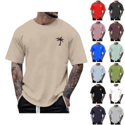 Kompressionsshirt Herren Langarm Trainingsshirt Herren Fitness Tshirt Herren Mode Tshirt V Ausschnitt Herren Sportshirt Herren Kurzarm Men Shirts Herren-T Herren Oberteile（Khaki，XL） von TIMELYE