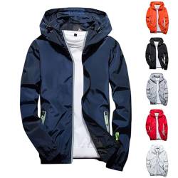 Packaway-Jacke Atmungsaktiver Regenjacke Regenjacken Wetterschutzjacke Männer Regenjacke Herren Wasserdicht Freizeitjacke Regenmantel Halloween Sachen Ultraleicht(Blau,5XL) von TIMELYE