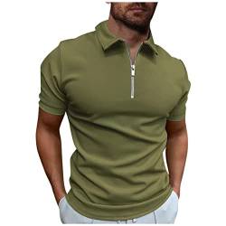 Poloshirt Herren Kurzarm Einfarbig Basic Golf T-Shirt Polohemd Sommer Slim Fit Kurzarm T Shirt Sommer Slim Fit Golf Sports Shirts Tshirt Sport Outdoor Poloshirt mit Reißverschluss T-Shirt Sommer von TIMELYE