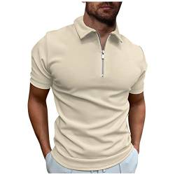 Poloshirt Herren Kurzarm Einfarbig Basic Golf T-Shirt Polohemd Sommer Slim Fit Kurzarm T Shirt Sommer Slim Fit Golf Sports Shirts Tshirt Sport Outdoor Poloshirt mit Reißverschluss T-Shirt Sommer von TIMELYE