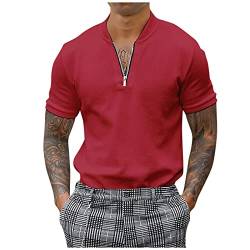 Sport Tshirts Herren Coole T-Shirts Herren Poloshirt Mit Reißverschluss Herren Business T Shirt Tshirt Business Elastisches Sport-T Aus Reiner Baumwolle Herren Lässiges Hippie-T von TIMELYE