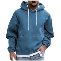 TIMELYE Hoodie Herren Oversize Pullover Herren Ohne Kapuze Fleece Oversize Hoodie Herren Hoody Hip Hop Print Kapuzenpullover Cozy(Blau,4XL) von TIMELYE