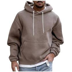 TIMELYE Hoodie Herren Schwarz Hemd Herren Kurzarm Crewneck Sweatshirt Herren Zipper Kordelzug Sweatshirt Mit Kapuze(Khaki,XL) von TIMELYE