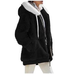 TIMELYE Lässige Kurze Strickjacke Damen Softshell Grobstrickjacke Damen Outdoor Strickjacke Damen Leichte Winterjacke Damen Sale wasserdichte Lederjacke Damen Schwarz von TIMELYE