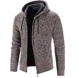 TIMELYE Strickjacke Herren Mit Kapuze Zip Up Pullover Mit Reissverschluss Herren Grobstrick Trachten Herren Herbst Wintermantel Herren Elegant Trachtenjanker Für Herren Sweatjacke Herren Ohne Kapuze von TIMELYE