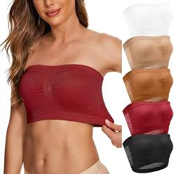 Damen Nahtloser Ungepolstert Bandeau Trägerloser BH Bequem Rückenfrei BH Push Up BH Bralette BH Tube Top Strapless Bra Bandeau Strapless Bra Atmungsaktiv Bra Unsichtbarer BH Dehnbar (Black, XXL) von TIMIYUYU