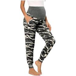 Freizeithose für Schwangere, Schwangerschafts Hosen Stretch Umstandshosen Umstands Kleidung Sweatpants mit Taschen, Mutterschaft Yoga Hose Schwangerschaft Leggings Umstandsmode Hose (Grey, XXL) von TIMIYUYU