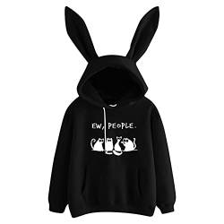 Kapuzenpullover Cartoon Hoodies Damen Teenager Kawaii Hoodie Sweatshirt Oberteile Mädchen Bequem Casual Pulli Langarm Kapuzenpulli Pullover Hoody Sport Outwear (Y5-Black, XL) von TIMIYUYU