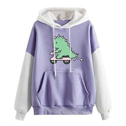 Kapuzenpullover Cartoon Hoodies Damen Teenager Kawaii Hoodie Sweatshirt Oberteile Mädchen Bequem Casual Pulli Langarm Kapuzenpulli Pullover Hoody Sport Outwear (Z3-Purple, S) von TIMIYUYU