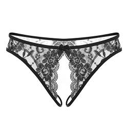 TIMIYUYU Damen Ouvert Slip Strings Tanga Erotische Damen Höschen Sexy Unterhosen Dessous Offener Schritt Spitze Reizvoller Niedrige Taille Erotik Panties Unterwäsche von TIMIYUYU