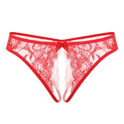 TIMIYUYU Damen Ouvert Slip Strings Tanga Erotische Damen Höschen Sexy Unterhosen Dessous Offener Schritt Spitze Reizvoller Niedrige Taille Erotik Panties Unterwäsche von TIMIYUYU