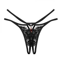 TIMIYUYU Damen Ouvert Slip Strings Tanga Erotische Damen Höschen Sexy Unterhosen Dessous Offener Schritt Spitze Reizvoller Niedrige Taille Erotik Panties Unterwäsche von TIMIYUYU