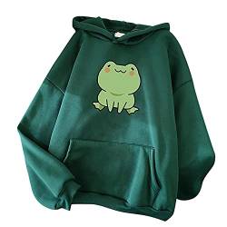 TIMIYUYU Kawaii Hoodie Teenager Mädchen Pullover Frosch Kapuzenpullover Kapuzenpulli Hoodies Sweatshirt mit Kapuze Oversize Cartoon Hoodies Bequem Casual Warme Pullover Oberteile von TIMIYUYU