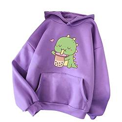 TIMIYUYU Pullover Teenager Mädchen Kawaii Hoodie Herbst Winter Kapuzenpullover Damen Pulli Casual Sweatshirt Kapuze Sport Outerwear Warme Pullover Oberteile (Lila1, S) von TIMIYUYU