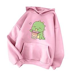 TIMIYUYU Pullover Teenager Mädchen Kawaii Hoodie Herbst Winter Kapuzenpullover Damen Pulli Casual Sweatshirt Kapuze Sport Outerwear Warme Pullover Oberteile (Rosa1, M) von TIMIYUYU