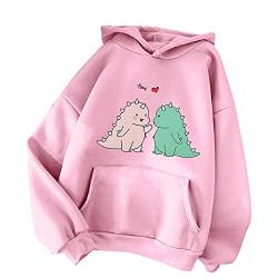 TIMIYUYU Pullover Teenager Mädchen Kawaii Hoodie Herbst Winter Kapuzenpullover Damen Pulli Casual Sweatshirt Kapuze Sport Outerwear Warme Pullover Oberteile (Rosa4, M) von TIMIYUYU