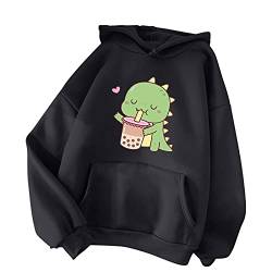 TIMIYUYU Pullover Teenager Mädchen Kawaii Hoodie Herbst Winter Kapuzenpullover Damen Pulli Casual Sweatshirt Kapuze Sport Outerwear Warme Pullover Oberteile (Schwarz1, L) von TIMIYUYU