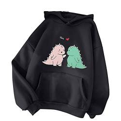 TIMIYUYU Pullover Teenager Mädchen Kawaii Hoodie Herbst Winter Kapuzenpullover Damen Pulli Casual Sweatshirt Kapuze Sport Outerwear Warme Pullover Oberteile (Schwarz4, L) von TIMIYUYU