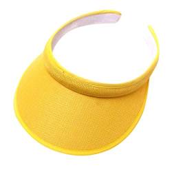 Unisex Visor Schirmmütze Sonnenvisor Sonnenschutz Sonnenhut Strandvisor Herren Damenvisor Baseball Kappe Visor Cap Baseball Golf Cap Sonnenblenden Sommerhut mit großer Krempe (Gelb, One Size) von TIMIYUYU