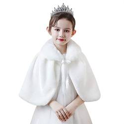 Mädchen Kunstpelzschal Kinder Herbst Winter Umhang Wollschal Warmer Kunstpelzmantel Prinzessinnen-Schalmantel Weich Cape Poncho Blumenmädchen Kleider für Hochzeit Party Galadinner, Musical von TINAYAUE