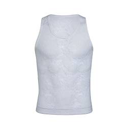 Männer sexy atmungsaktiv Weste Herren ärmellose Einteiler Singlets Strümpfe Kurzarm Aushöhlen Leicht Netzhemd Perspektive durchsichtige Unterwäsche transparent Mesh-Weste mit Rundhalsausschnitt von TINAYAUE