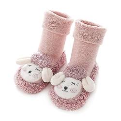 TINAYAUE Baby Herbst Winter Bodensocken Unisex Verdickte Wanderschuhe Kleinkindersocken aus weichem Frottee Nette Lamm Boden weiche Socken Rutschfeste Haussocken Thermosocken für Mädchen, Jungen von TINAYAUE