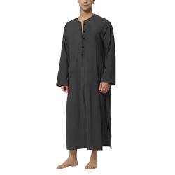 TINAYAUE Muslimische Männer Robe V-Ausschnitt Langarm Kaftan Herren Gebetskleidung Islamische Kleidung Arabischer muslimischer Kaftan Soft Side Split Bekleidung für Herren, Jungen von TINAYAUE