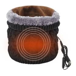 TINAYAUE Unisex Beheizter USB-Schal Warmer Winterschal verdickter Plüsch Halswärmer Weicher Strickschal Winddicht Nackenwärmer Gestricktes Halstuch für Radfahren, Wandern, Reisen, Bergsteigen von TINAYAUE