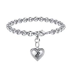 Armband Mädchen Silber, Bettlerarmbänder Armbänder Herz mit Intialen E Charm Bracelect Personalisierte Jugendweihe Geschenke für Mädchen Tochter Enkelin Nichte Geschenk zum Geburtstag Weihnachten von TINGN