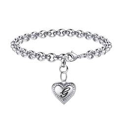 Armband Mädchen Silber, Bettlerarmbänder Armbänder Herz mit Intialen K Charm Bracelect Personalisierte Jugendweihe Geschenke für Mädchen Tochter Enkelin Nichte Geschenk Zum Geburtstag Weihnachten von TINGN