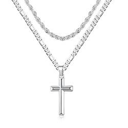 Kreuz Kette Herren, Gold Kreuz Kette Damen Mehrere Halskette Kordelkette Figarokette Katholische Christliche Frauen Mädchen Männer Junge Kreuzkette Karneval Taufe Konfirmation Firmung Geschenk von TINGN