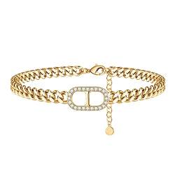 TINGN Fussketten für Frauen Gold, 14 Karat Gold Fußkette Gold Knöchel Armbänder Damen Fussketten für Frauen Gold Fußkette Damen Fußkette Gold Fusskette mit Buchstaben I Fußkette Damen Schmuck Gold von TINGN