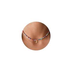 TINGN Halskette Damen Perlenkette Mädchen, 16K Vergoldet Halskette mit Buchstaben J Initiale Choker Kette Damen Kette mit Buchstaben Sommer Halskette Geschenke Perlen Kette für Teenager Mädchen von TINGN