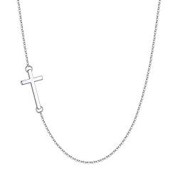 TINGN Kreuz Kette Damen Mädchen, Silber Choker Halskette mit Kreuz Anhänger Dünne Dezente Kreuzkette Schmuck Geschenke für Tochter Mädchen Enkelin zum Weihnachten Taufe Konfirmation Kommunion von TINGN