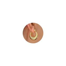 TINGN Ohrringe Gold Damen - Leichte 16K Gold Vergoldet Chunky Goldene Ohrringe Damen Dicke Creolen Gold Ohrringe Croissant Ohrstecker Frauen Gold Schmuck Geschenke Modeschmuck für Frauen und Mädchen von TINGN