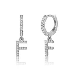 TINGN Ohrringe für Mädchen, 925 Sterling Silber Post Kleine Silber Huggie Hoop Ohrringe F Initial Dangle Hypoallergene Ohrringe für Mädchen Frauen Kleinkind Kinder Schmuck Teenager Mädchen Geschenke von TINGN