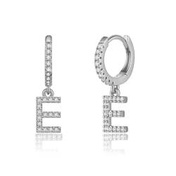 TINGN Ohrringe für Mädchen, 925 Sterling Silber Post Silber Huggie Hoop Ohrringe Buchstabe E Initial Dangle Hypoallergene Ohrringe für Mädchen Frauen Kleinkind Schmuck Teenager Mädchen Geschenke von TINGN