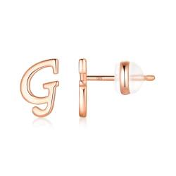 TINGN Ohrstecker Ohrringe Silber 925 Mädchen Damen, Medizinische Ohrstecker Rosegold Buchstaben G Modeschmuck für Enkelin Nichte Tochter Schwester Kleine Geschenke für Frauen Herren von TINGN