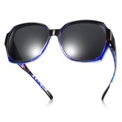 TINHAO Übergroße Sonnenbrille für Damen und Herren, polarisiert, UV-Schutz, Schmetterling, übergroße Sonnenbrille über Brille(Blau-lila Leopard) von TINHAO