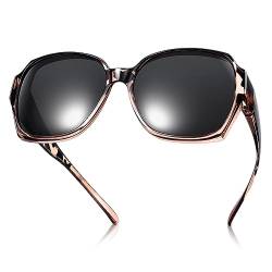 TINHAO Übergroße Sonnenbrille für Damen und Herren, polarisiert, UV-Schutz, Schmetterling, übergroße Sonnenbrille über Brille(Braun Leopard) von TINHAO