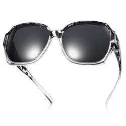 TINHAO Übergroße Sonnenbrille für Damen und Herren, polarisiert, UV-Schutz, Schmetterling, übergroße Sonnenbrille über Brille(Grau Leopard) von TINHAO