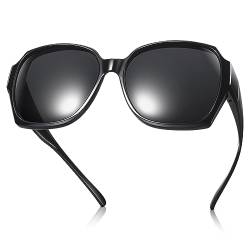 TINHAO Übergroße Sonnenbrille für Damen und Herren, polarisiert, UV-Schutz, Schmetterling, übergroße Sonnenbrille über Brille(Schwarz) von TINHAO