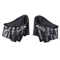 TININNA Fingerlose Handschuhe für Damen, Gothic-Kostüm, Nieten, PU-Leder, für Fahrrad, Auto, Fingerlose Performances von TININNA