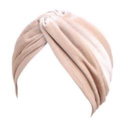 TININNA Samt-Turban-Hut, Muslim, Schal, Mütze, indisch, Turban, Damen, Bandana, Kopfbedeckung, Krebs, Chimio, Kopfbedeckung, Haarausfall, Schlafmütze, Chemiotherapie, beige von TININNA