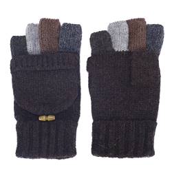 TININNA Herren Winter Thermal Warm Strickwolle Handschuhe Halbfinger mit Fingerabdeckungen zum Überstülpen Gr. Einheitsgröße, coffee von TININNA