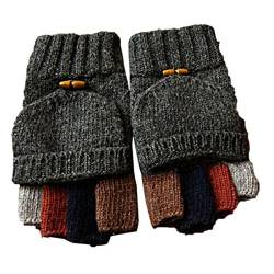 tininna Herren Handschuhe Winter Thermo Warme Woll Strick demi-doigts Fäustlinge mit Fingerlose Decke Gr. Einheitsgröße, dunkelgrau von TININNA