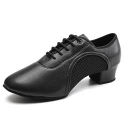 TINRYMX Damen Latein Tanzschuhe schnüren Herren Salsa Ballsaal Leistung Ballsaal Tanzschuhe,2801-Schwarz-3.5CM, EU 37 von TINRYMX