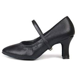 TINRYMX Damen Latin Tanzschuhe Closed Toe Ballsaal Salsa Tango High Heel Tanzübungs Performance Performance Schuhe,Schwarz,36 EU von TINRYMX