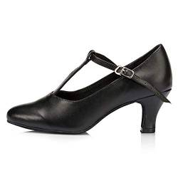 TINRYMX Damen Latin Tanzschuhe Geschlossen Zehen Bequem Salsa Tango Ballsaal Tanzschuhe,L041-Schwarz-6CM,38 EU von TINRYMX